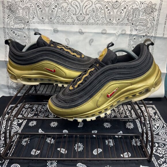 Nike Air Max 97 QS Metallic Gold/Black Athletic Shoes AT5458-002 Men’s Size 7 - Picture 1 of 9